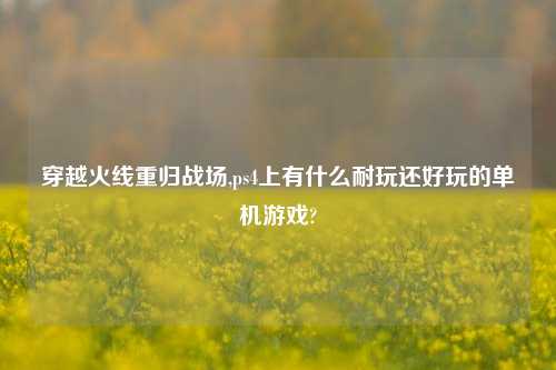 穿越火线重归战场,ps4上有什么耐玩还好玩的单机游戏?