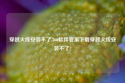 穿越火线安装不了,360软件管家下载穿越火线安装不了?