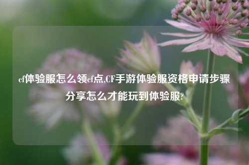 cf体验服怎么领cf点,CF手游体验服资格申请步骤分享怎么才能玩到体验服?