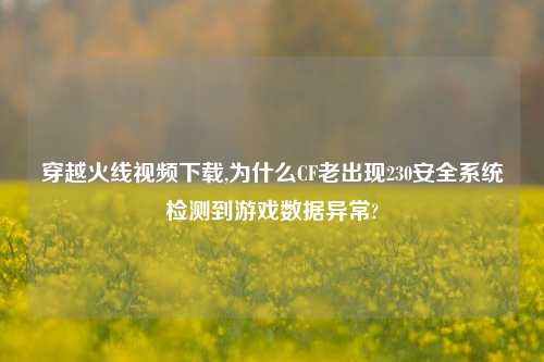 穿越火线视频下载,为什么CF老出现230安全系统检测到游戏数据异常?
