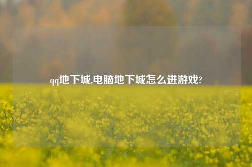 qq地下城,电脑地下城怎么进游戏?