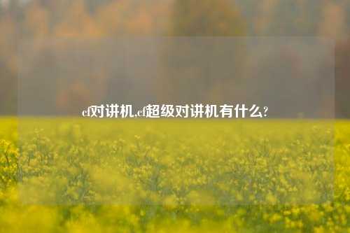 cf对讲机,cf超级对讲机有什么?