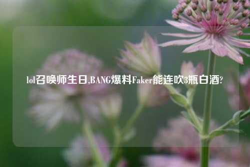 lol召唤师生日,BANG爆料Faker能连吹3瓶白酒?