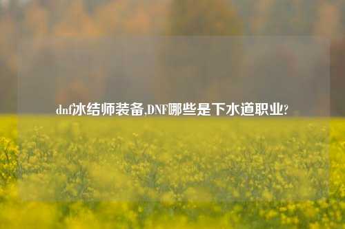 dnf冰结师装备,DNF哪些是下水道职业?