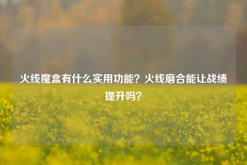 火线魔盒有什么实用功能？火线磨合能让战绩提升吗？