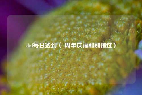 dnf每日签到（ 周年庆福利别错过）