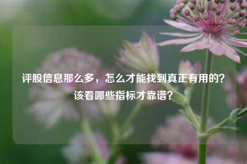 评股信息那么多，怎么才能找到真正有用的？该看哪些指标才靠谱？